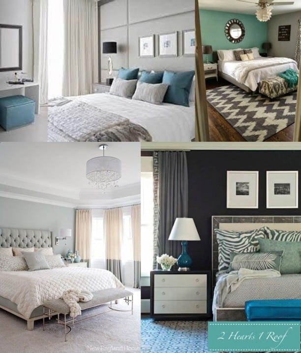 Bedroom Inspiration - Grey and Turquoise - Two Hearts One Roof