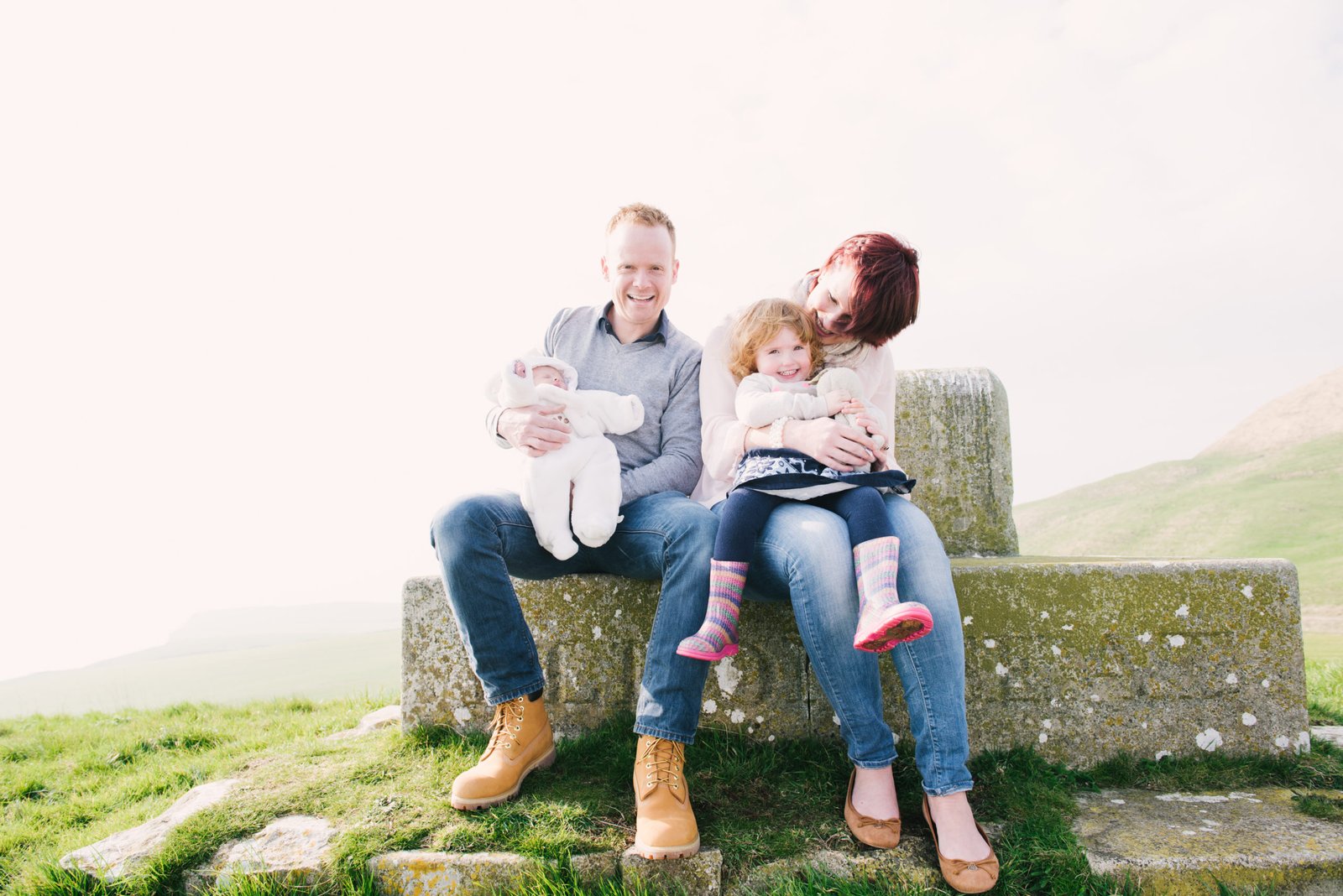 adobe lightroom course, image of family sitting on monument on hill