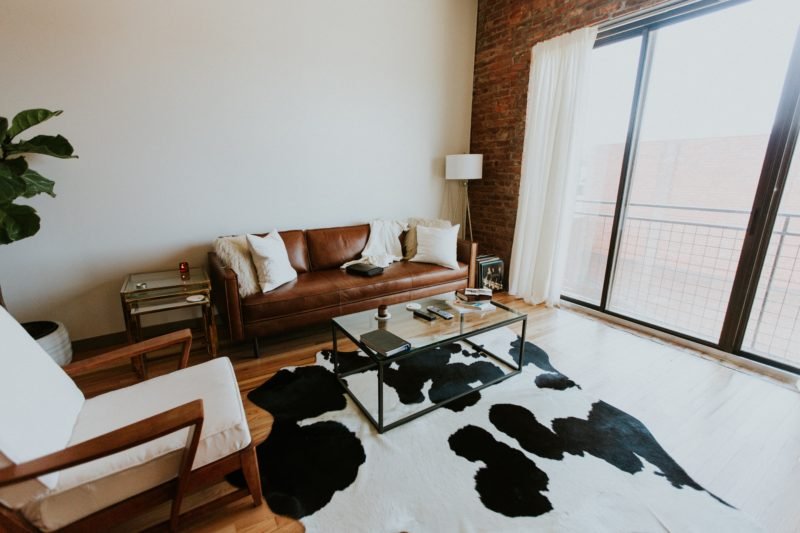 Cow Hide Rug in living room
