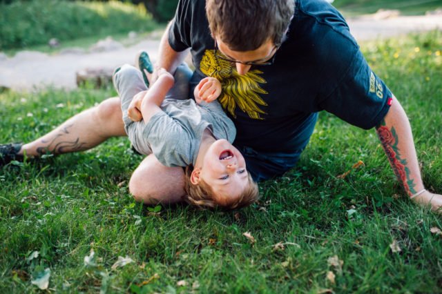 Father and son laughing - Family holiday 