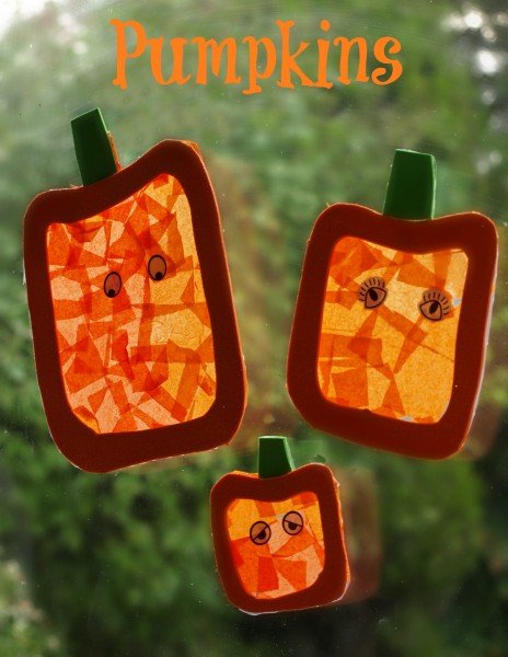 Home made Pumpkin Sun Catchers for toddlers 