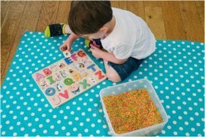 Sensory Play // Alphabet Hunt and Match Toddler Activity