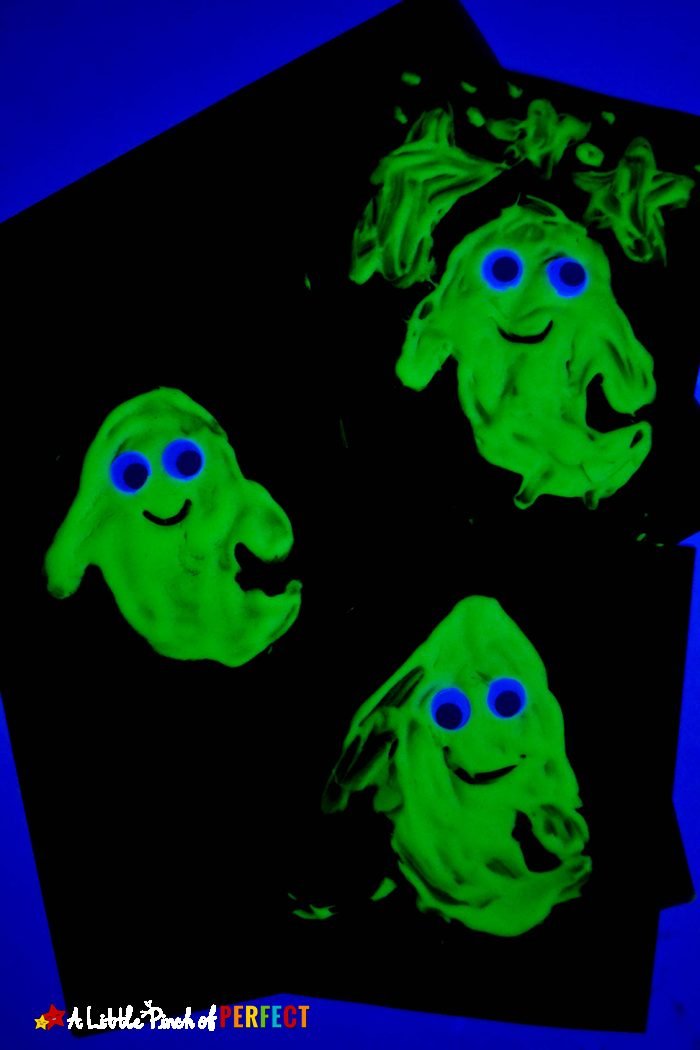 Glow in the dark puff paint ghost craft for kids