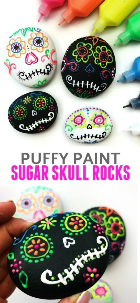 Puffy Paint Sugar Skull Rocks