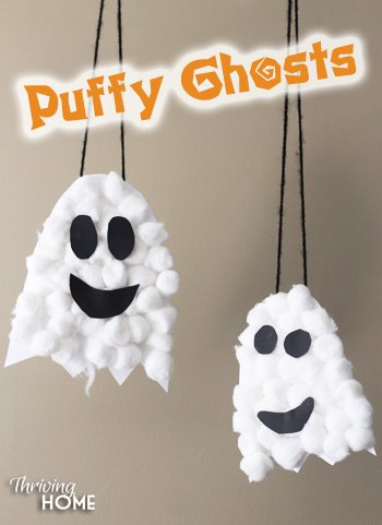 Cottonball ghost craft for toddlers