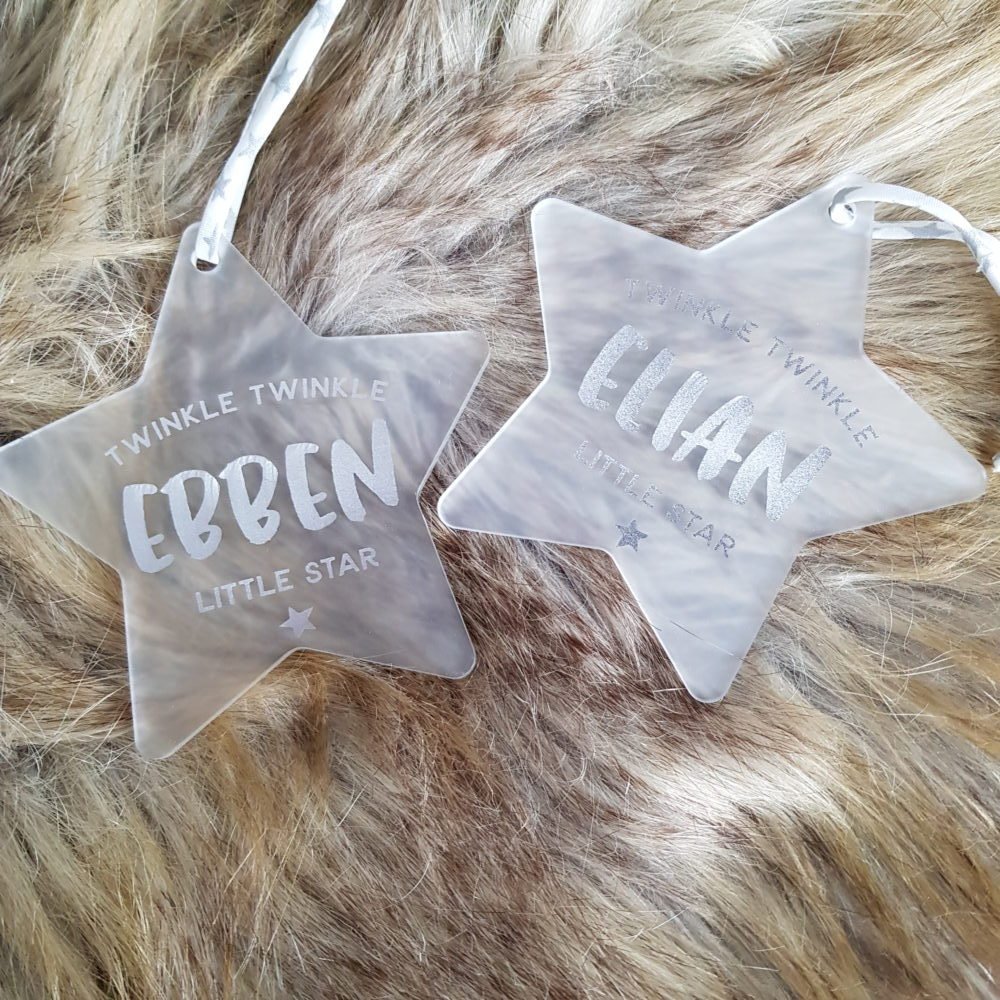 commemorative gift ideas - personalised star Christmas decorations