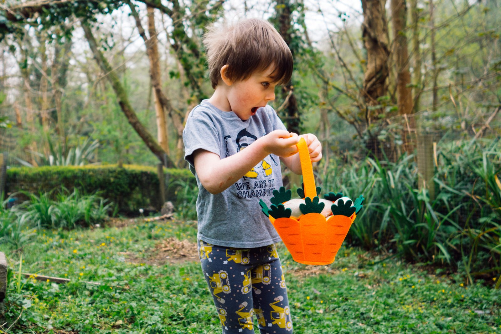 Pleased with his dino egg haul