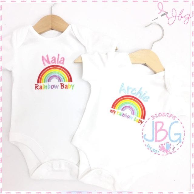 Personalised rainbow baby vest
