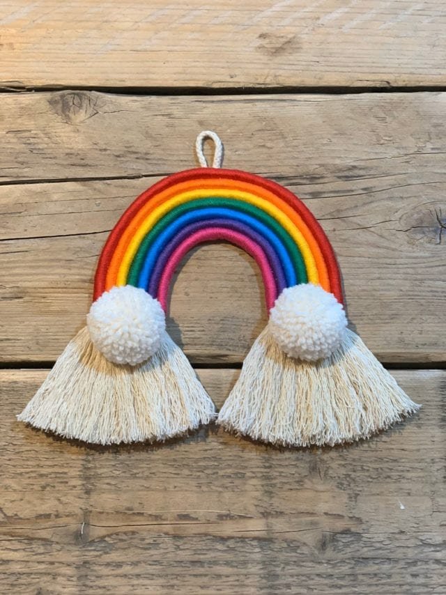 Rainbow rope wall hanging