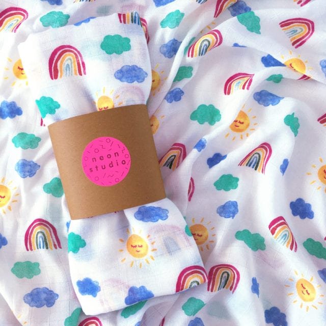 Rainbow and sunshine muslin blanket