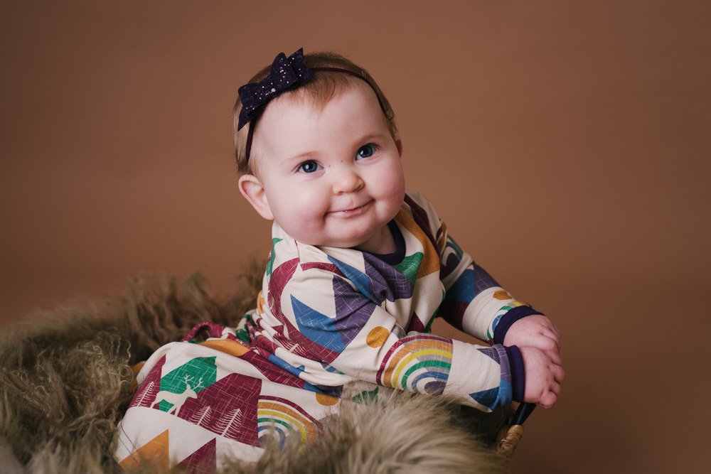 Kallidora Creations - Handmade Kids clothing - baby is rainbow coloured dress