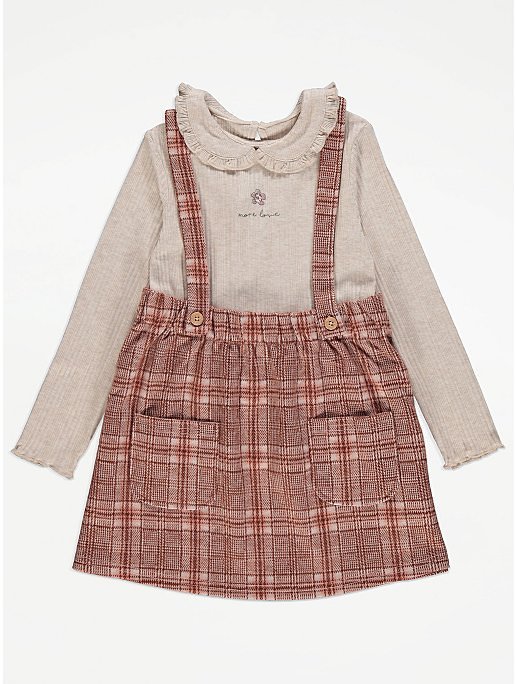 Pink check pinafore outfit