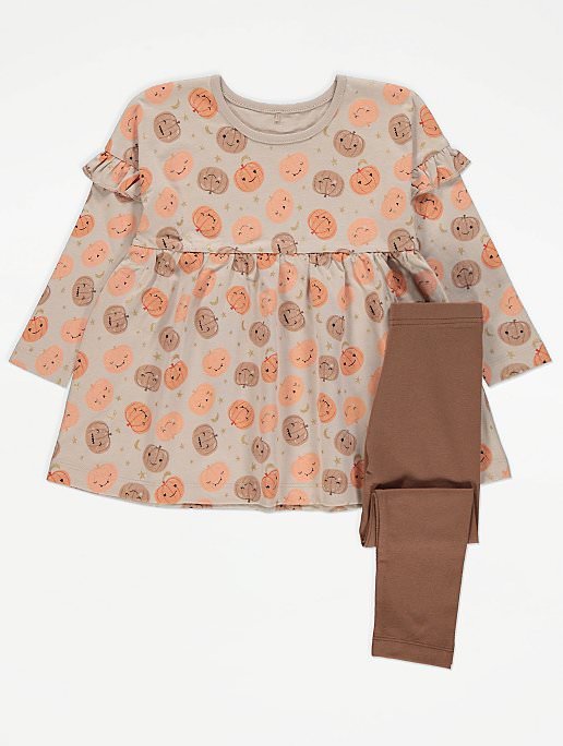 pumpkin print girls outfit