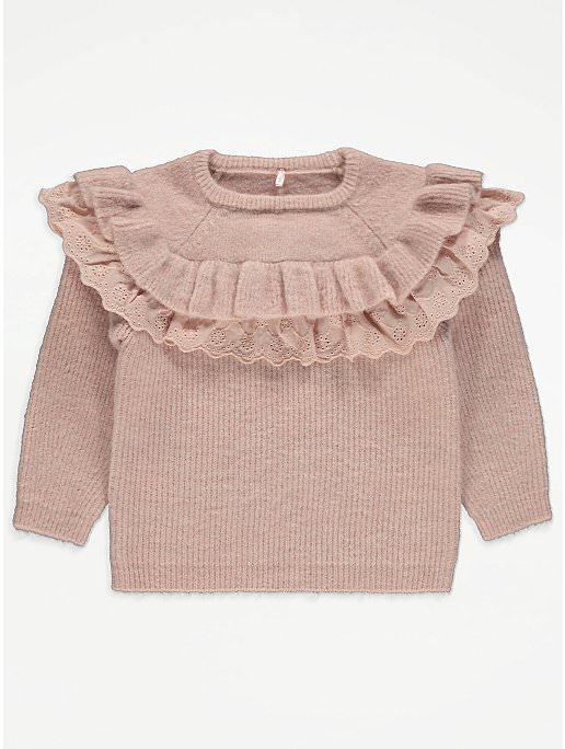 blush pink collared knit jumper
