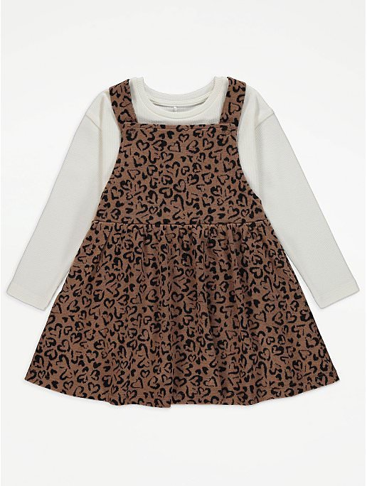 leopard print pinafore dress outfit