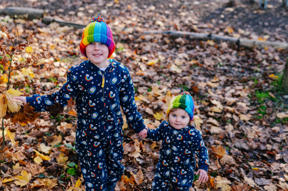 Dressing Elian and Effie with Frugi Snuggle Suits