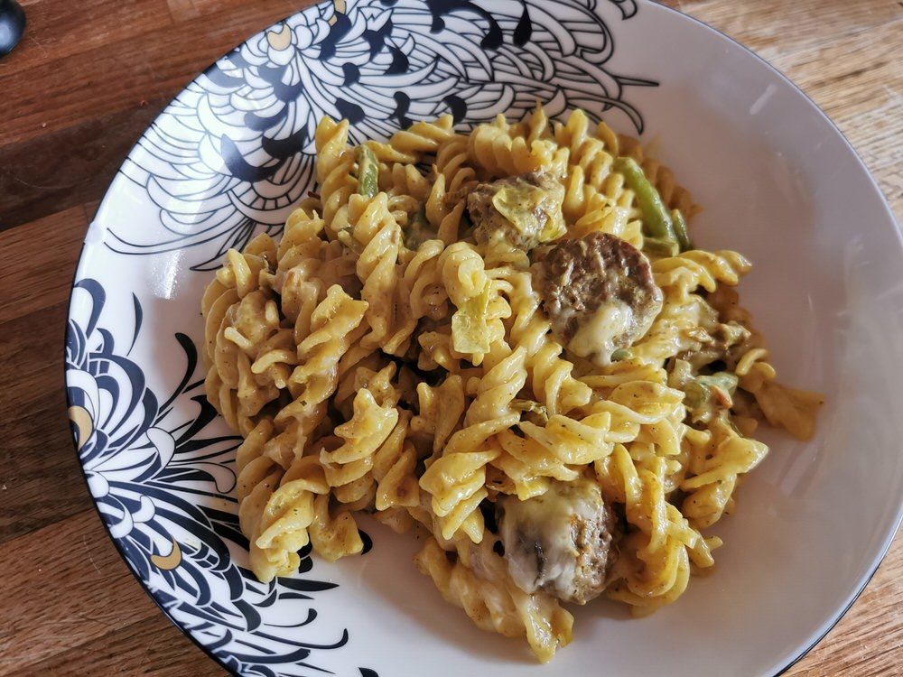 North Indian Meatball Pasta Bake