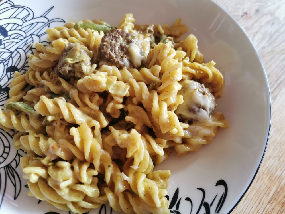 North Indian Meatball Pasta Bake