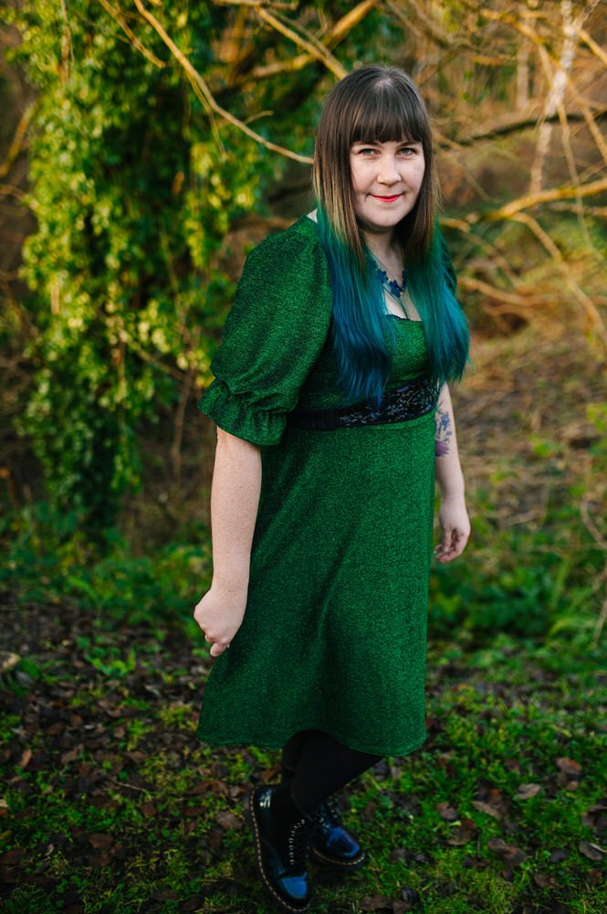 green sparkly Christmas dress