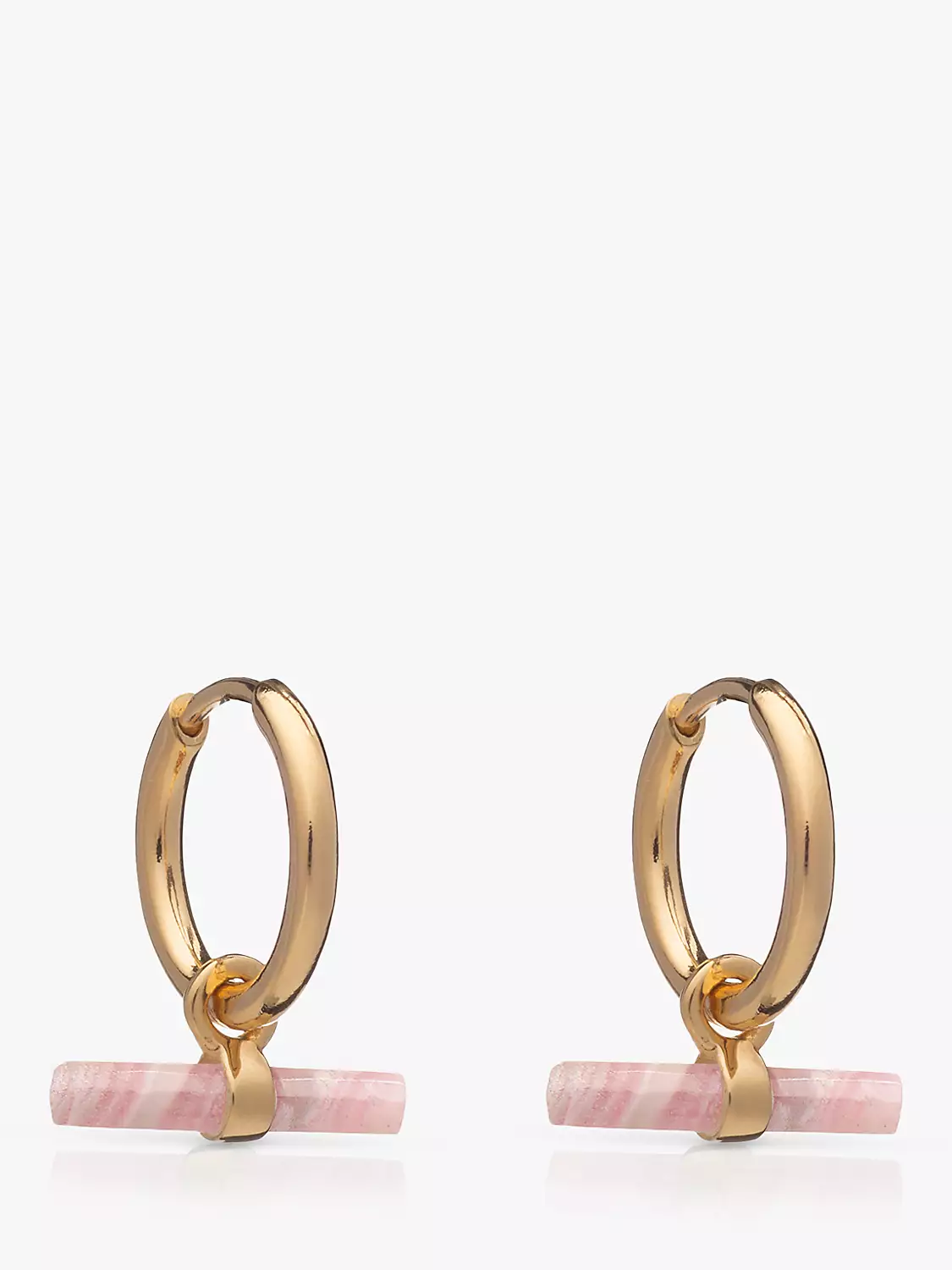 Rachel Jackson London Huggie Hoop Rhodochrosite T-Bar Earrings