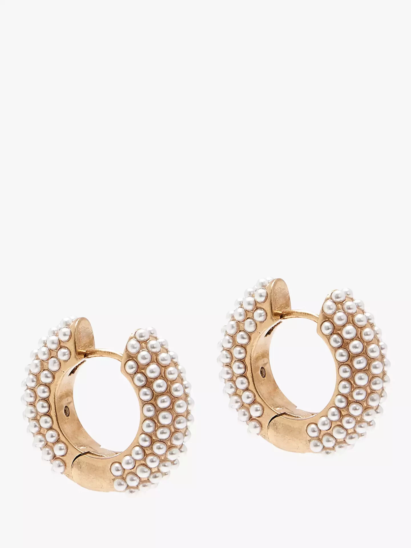 AllSaints Faux Pearl Chunky Huggie Hoop Earrings