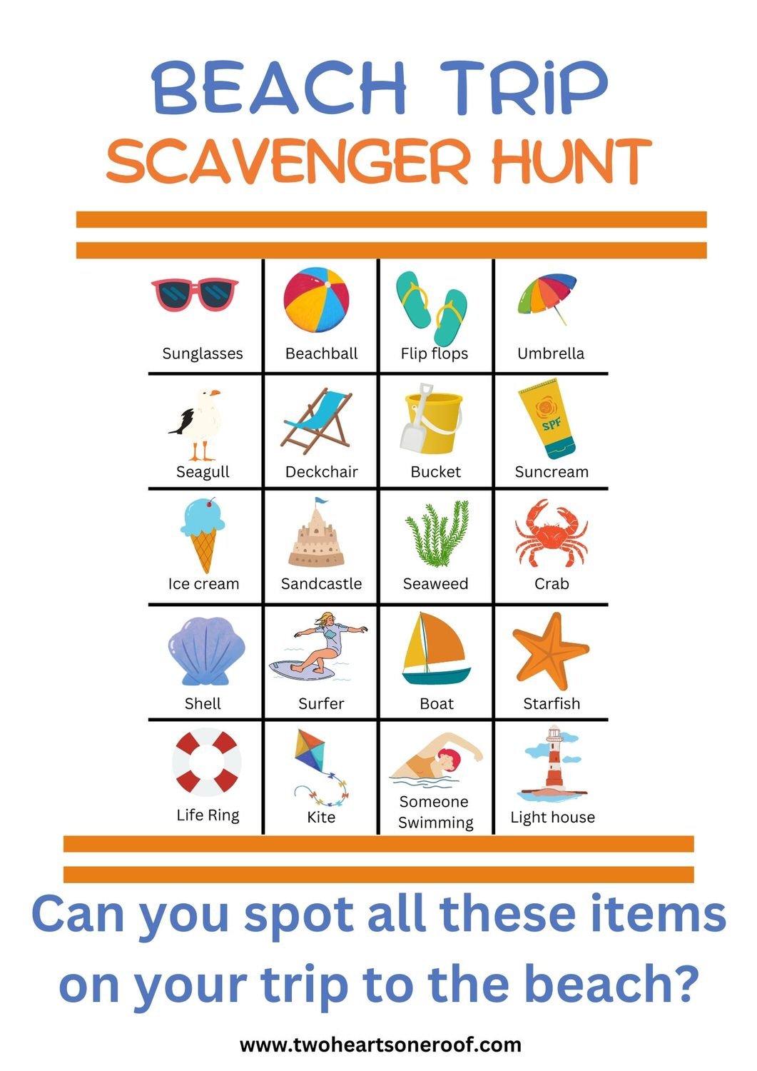 Beach Activity Summer Worksheet - Free Printables - Two Hearts One Roof