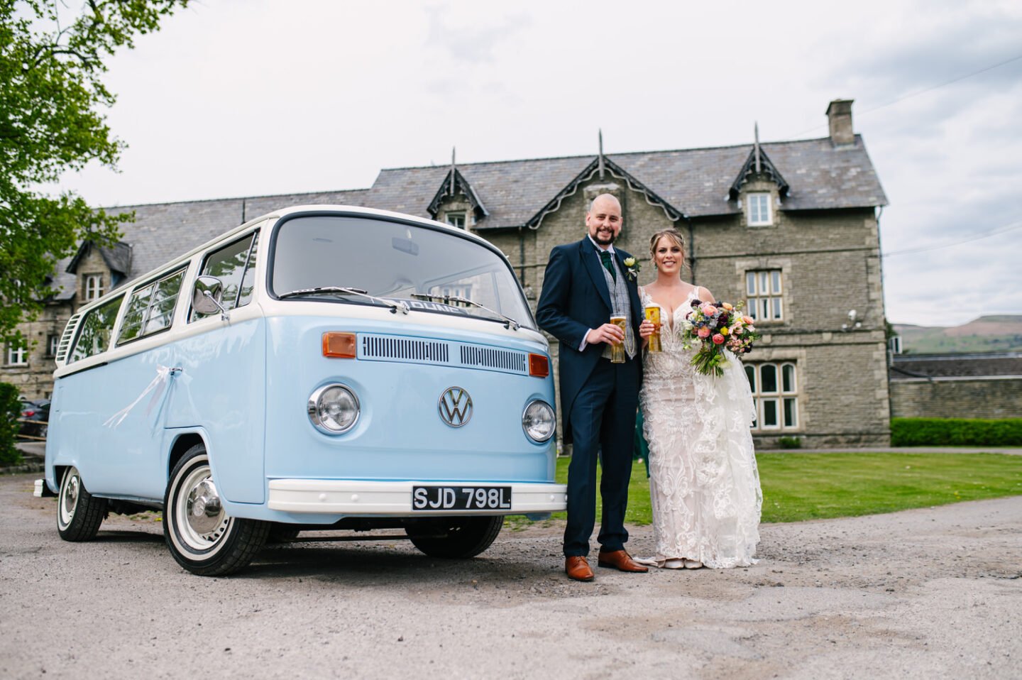 Blue Wedding traditions - Blue WV Camper wedding car