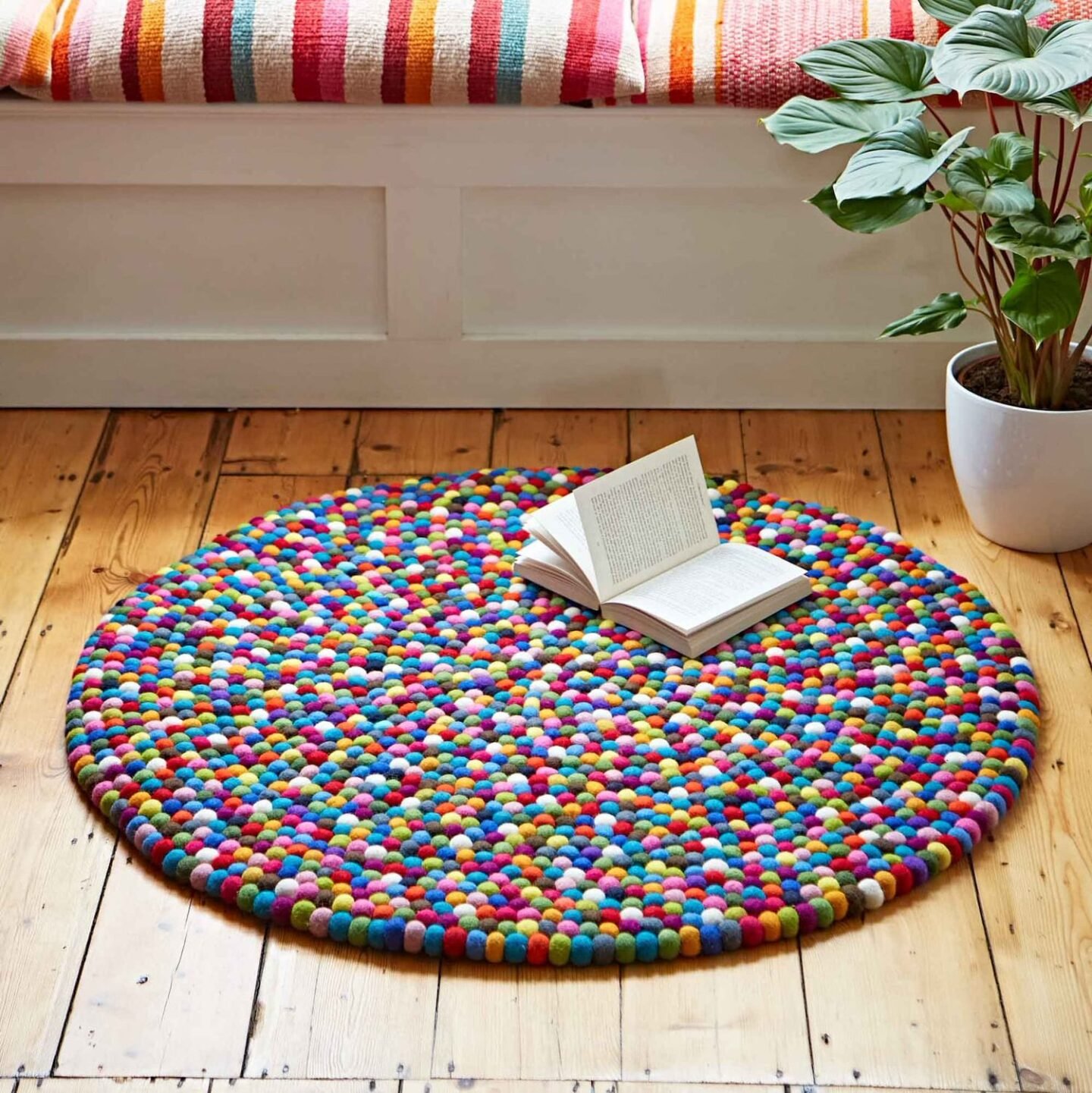 Felt Ball Rainbow Rug