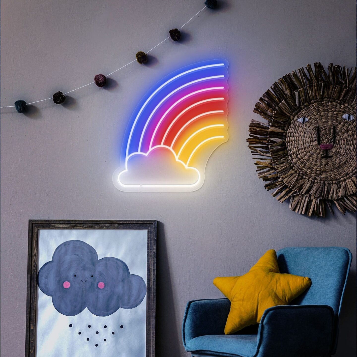 Rainbow neon light - kids rainbow room decor