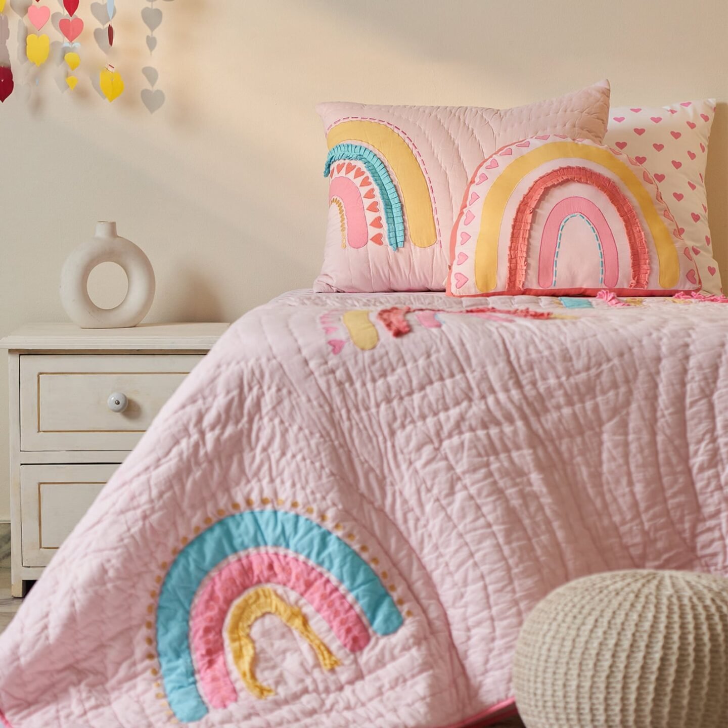Rainbow Quilted Blanket - kids rainbow room decor