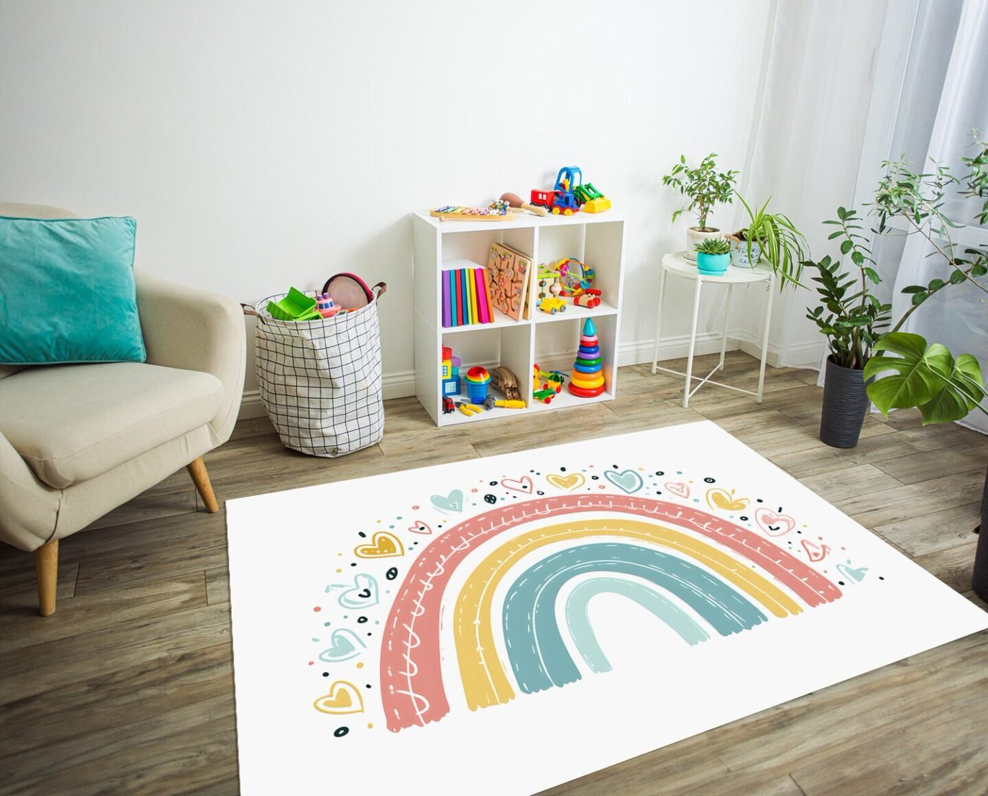Large pastel rainbow rug
