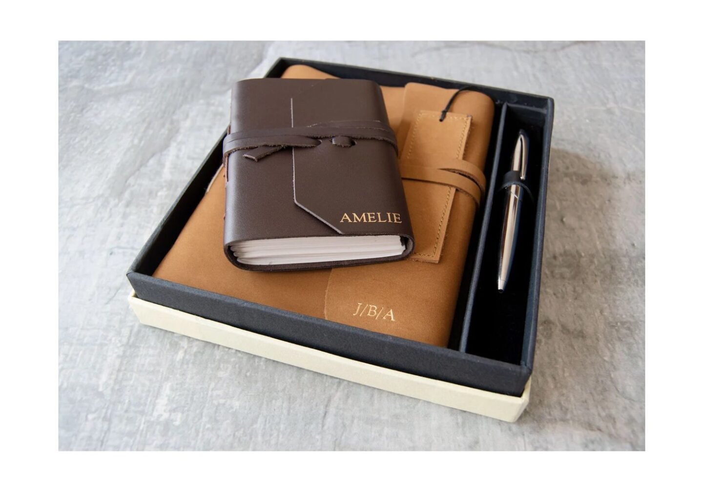 Personalised leather notebook